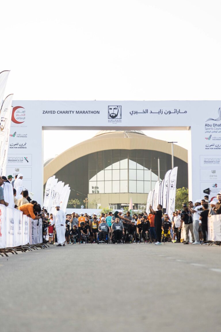 Wheelchair participants preparing to race at Zayed Charity Marathon Abu Dhabi 2022
