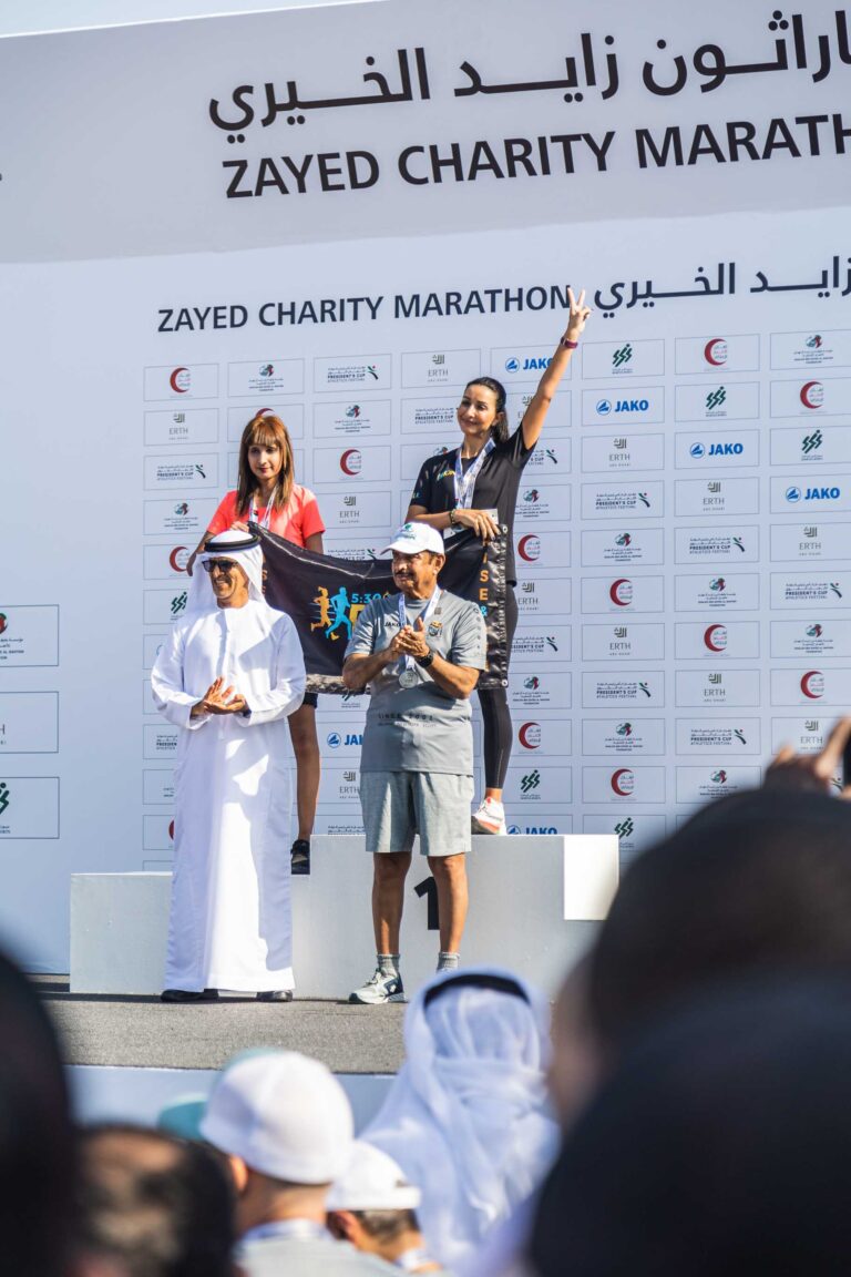 Female winners of the 10k race at the Zayed Charity Marathon Abu Dhabi 2022