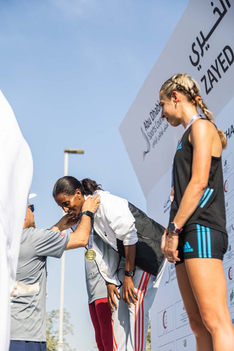 Female winners of the 5k race at the Zayed Charity Marathon Abu Dhabi 2022