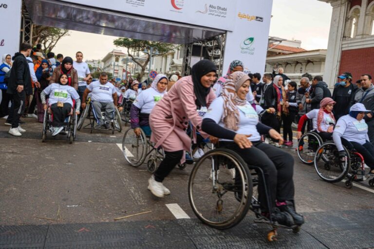 Wheelchair participants preparing to race at Zayed Charity Marathon Egypt 2022